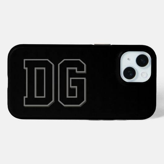 Coques Case-Mate iPhone Initiales Monogramme Noir Gris Moderne (Verso (horizontal))