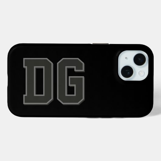 Coques Case-Mate iPhone Initiales Monogramme Noir Gris Moderne (Verso (horizontal))