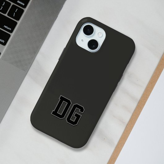 Coques Case-Mate iPhone Initiales Monogramme Noir Gris Varsity Modernes
