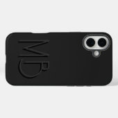 Coques Case-Mate iPhone Initiales Monogramme Noir Moderne Contemporain (Verso (horizontal))