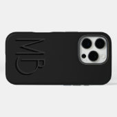 Coques Case-Mate iPhone Initiales Monogramme Noir Moderne Contemporain (Verso (horizontal))