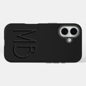 Coques Case-Mate iPhone Initiales Monogramme Noir Moderne Contemporain (Verso (horizontal))