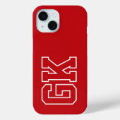 Coques Case-Mate iPhone Initiales Monogramme Rouge Blanc Moderne (Verso)