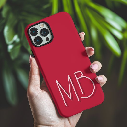 Coques Case-Mate iPhone Initiales Monogramme Rouge Cardinal Moderne Contem
