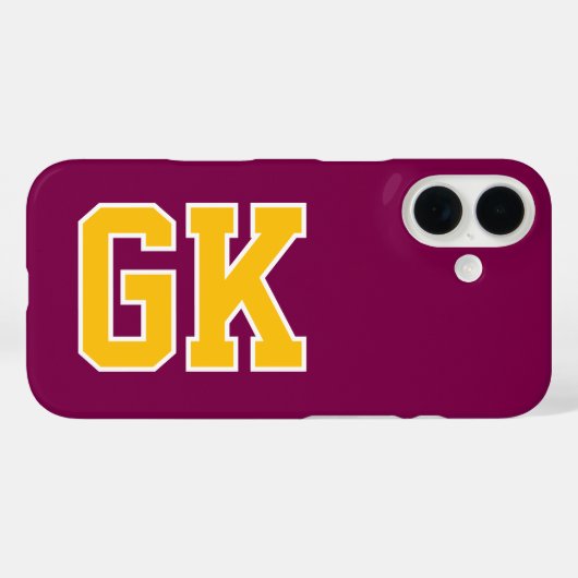 Coques Case-Mate iPhone Initiales Monogramme Universitaire Jaune Vin Colle (Verso (horizontal))