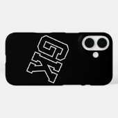 Coques Case-Mate iPhone Initiales Monogramme Universitaire Noir Blanc (Verso (horizontal))