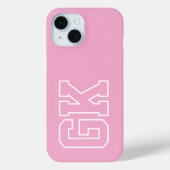 Coques Case-Mate iPhone Initiales Monogramme Universitaire Rose Blanc (Verso)