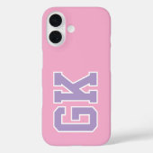 Coques Case-Mate iPhone Initiales Monogramme Universitaire Violet Rose (Verso)