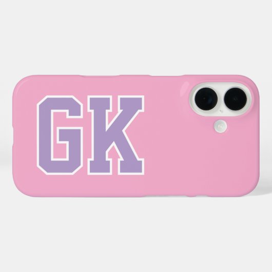Coques Case-Mate iPhone Initiales Monogramme Universitaire Violet Rose (Verso (horizontal))