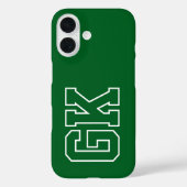 Coques Case-Mate iPhone Initiales Monogramme Varsity Vert Collège Blanc (Verso)