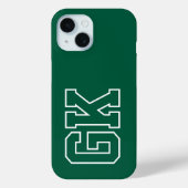 Coques Case-Mate iPhone Initiales Monogramme Vert Blanc Moderne (Verso)