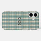 Coques Case-Mate iPhone Initiales Monogramme Vert Bleu Beige Carreaux Tart (Verso (horizontal))