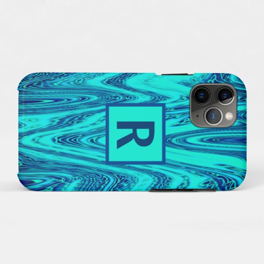 Coques Case-Mate iPhone Initiales Monogrammes Abstraits Motifs turquoise b (Dos (Horizontal))