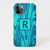 Coques Case-Mate iPhone Initiales Monogrammes Abstraits Motifs turquoise b (Dos)