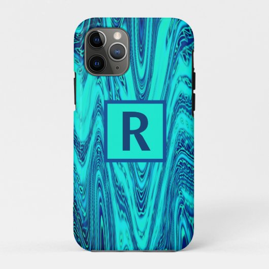 Coques Case-Mate iPhone Initiales Monogrammes Abstraits Motifs turquoise b (Dos)