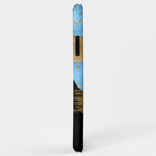 Coques Case-Mate iPhone Initiales monogrammes Black Blue Gold (Dos/Droite)