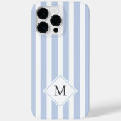 Coques Case-Mate iPhone Initiales monogrammes bleu clair pâle rayures blan (Verso)