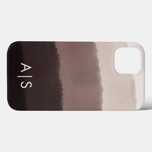 Coques Case-Mate iPhone Initiales monogrammes cool élégants Noyer Brown (Verso (horizontal))