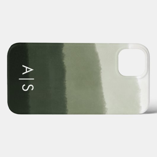 Coques Case-Mate iPhone Initiales monogrammes élégantes Jungle Green Ombre (Verso (horizontal))