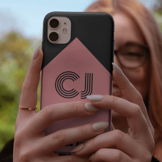 Coques Case-Mate iPhone initiales monogrammes en rose noir