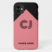 Coques Case-Mate iPhone initiales monogrammes en rose noir (Dos)