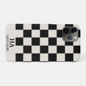 Coques Case-Mate iPhone Initiales monogrammes esthétiques À damiers rétro (Dos (Horizontal))