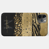 Coques Case-Mate iPhone Initiales monogrammes Impression d'animaux Noir Or (Dos (Horizontal))
