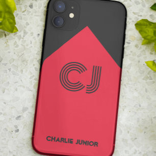 Case-Mate iPhone Case Initiales monogrammes Minimalistes noir et rouge