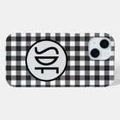 Coques Case-Mate iPhone Initiales monogrammes Noir Blanc Buffalo Plaid (Verso (horizontal))