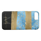 Coques Case-Mate iPhone Initiales monogrammes Noir Or bleu (Dos (Horizontal))