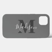 Coques Case-Mate iPhone Initiales Monogrammes Nom personnalisé Gris Blanc  (Verso (horizontal))
