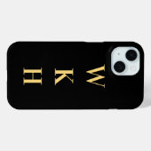Coques Case-Mate iPhone Initiales Monogrammes Or Noir (Verso (horizontal))