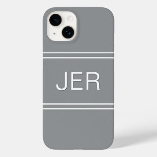 Coque Pour iPhone 14 Initiales Monogrammes Personnalisées Gris Ultime M