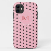 Coques Case-Mate iPhone Initiales monogrammes roses et Pois Brown (Dos)