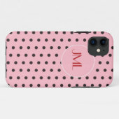 Coques Case-Mate iPhone Initiales monogrammes roses et Pois Brown (Dos (Horizontal))