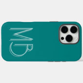 Coques Case-Mate iPhone Initiales Monogrammes Turquoises modernes Contempo (Verso (horizontal))