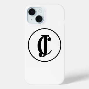 Coque Pour iPhone 15 Initiales monographiques personnalisées Noir et Bl
