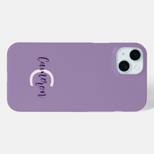 Coques Case-Mate iPhone Initiales Nom Sophisticated Solid Violet (Verso (horizontal))