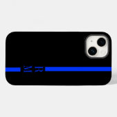 Coques Case-Mate iPhone Initiales personnalisées de ligne bleue mince (Verso (horizontal))