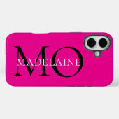 Coques Case-Mate iPhone Initiales personnalisées en gras rose chaud (Verso (horizontal))