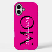 Coques Case-Mate iPhone Initiales personnalisées en gras rose chaud (Verso)