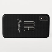 Coques Case-Mate iPhone Initiales personnalisées M. Black HIS (Dos (Horizontal))