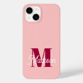 Coques Case-Mate iPhone Initiales personnalisées monogramme rose gras (Verso)