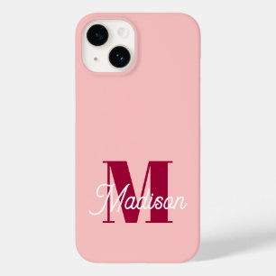 Coque Pour iPhone 14 Initiales personnalisées monogramme rose gras