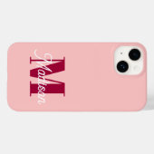 Coques Case-Mate iPhone Initiales personnalisées monogramme rose gras (Verso (horizontal))