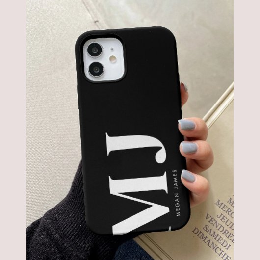 Coques Case-Mate iPhone Initiales Personnalisées Noir & Blanc Moderne