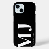 Coques Case-Mate iPhone Initiales Personnalisées Noir & Blanc Moderne (Verso)