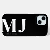 Coques Case-Mate iPhone Initiales Personnalisées Noir & Blanc Moderne (Verso (horizontal))