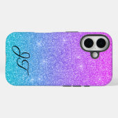 Coques Case-Mate iPhone Initiales Personnalisées Vert Bleu Violet Élégant (Verso (horizontal))
