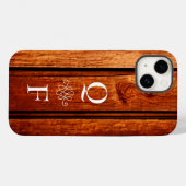 Coques Case-Mate iPhone Initiales simples de Monogramme de grains de bois  (Verso (horizontal))